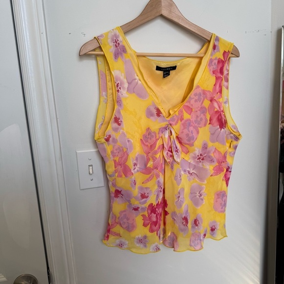 Vintage Fairycore Floral Yellow and Pink Women's Top coquette summer 14 - Picture 2 of 8